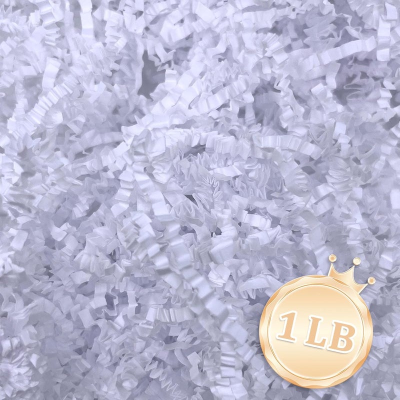 Zankubom 1 LB White Crinkle Cut Paper Shred Filler Great for Gift Wrapping, White Basket Fillers, Birthday, Gift Wrapping, Wedding, Anniversary, Halloween, Christmas Party Decor Filling Supplies - Image 1
